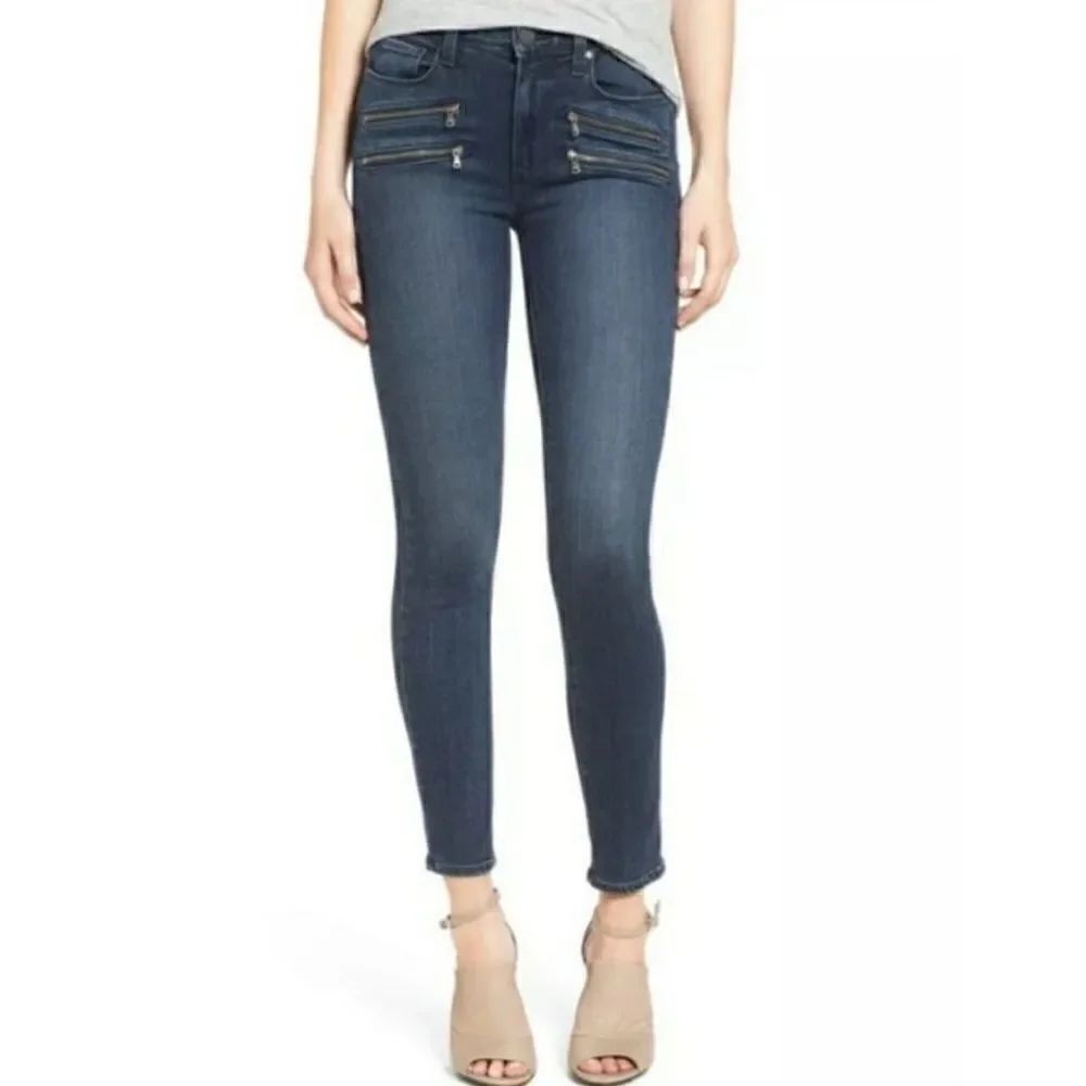 PAIGE edgemont double zipper skinny jeans mid rise rockstar 25 EUC